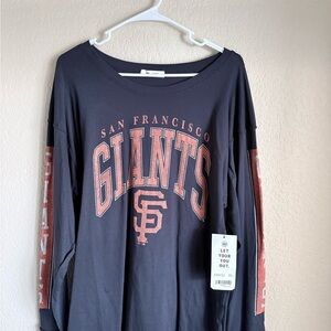 San Francisco Giants Women's Long Sleeve Tee - Black and Red